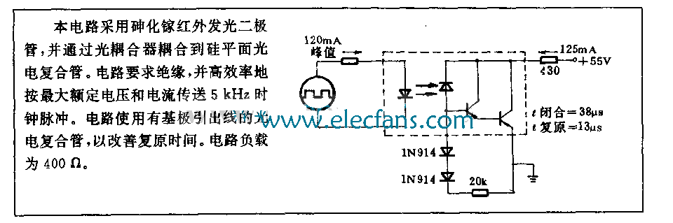 脈沖光電耦合器電路圖(能傳送5000HZ時鐘脈沖) http://www.asorrir.com