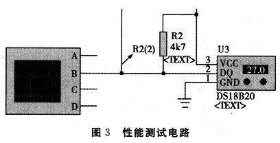對溫度傳感器進行示波器顯示的接口電路和顯示結果