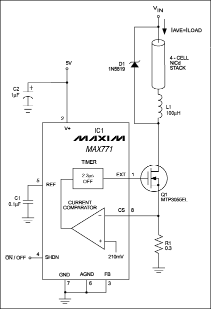 Figure 1. The connections shown convert this switch-mode voltage regulator to a general-purpose current source.