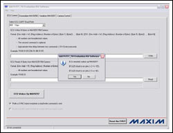 圖2. 點擊Yes按鈕時出現的軟件主窗口，表示由ECU遠程喚醒MAX9257。一旦ECU喚醒了MAX9257，TxIN、RxOUT和CCEN均為高電平。