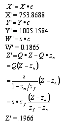 我們可計算出三維虛擬世界中的點（X、Y、Z、1.0）將變換到位置（X'、Y'、Z'、W'）