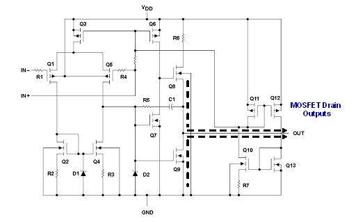 圖39：典型的CMOS RRO運算放大器拓撲結構。