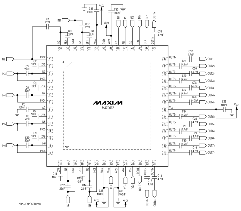 MAX2077：典型應用電路