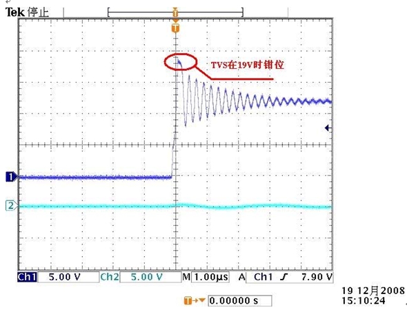 圖A2: 有TVS時輸入端波形。