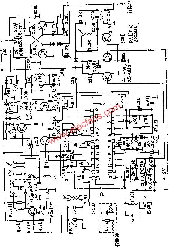 KC580C彩色解碼電路的應用電路圖  www.asorrir.com