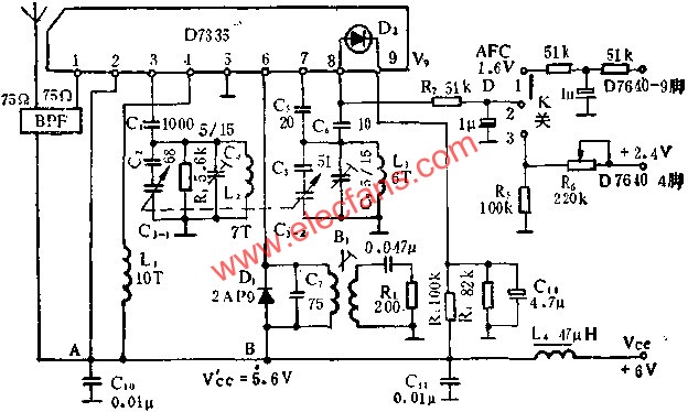 D7335調頻高頻調諧器電路的應用  www.asorrir.com