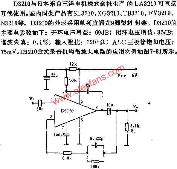 D3210錄音機均衡放大電路的應(yīng)用  www.asorrir.com