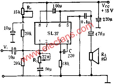 SL37音頻功率放大電路的應用  www.asorrir.com