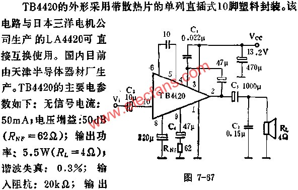 TB4420音頻功率放大電路的應用  www.asorrir.com