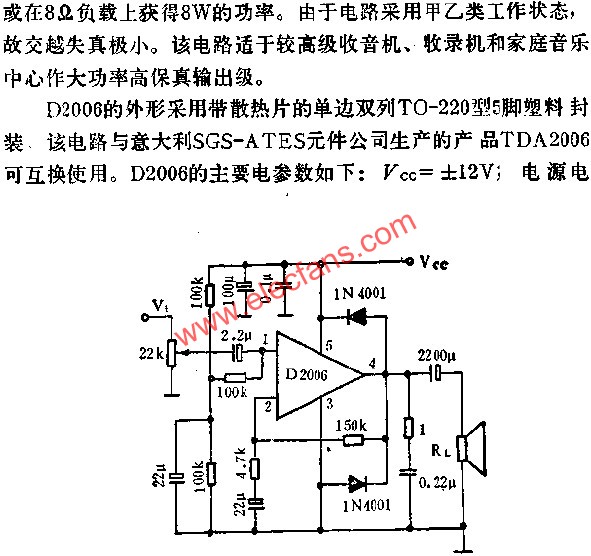 D2006音頻功率放大電路應(yīng)用原理  www.asorrir.com