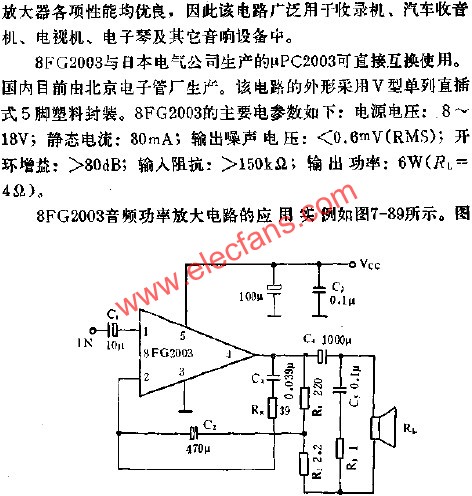 8FG2003音頻功率放大電路的應用  www.asorrir.com