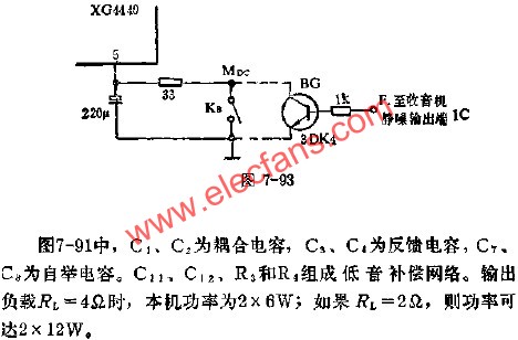 XG4440收音機集成電路靜噪音接入圖  www.asorrir.com