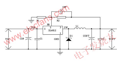 XL4005/4012實現BUCK功能示意圖 www.asorrir.com