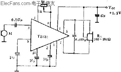 TB531單端輸入,雙端輸出的應(yīng)用電路  www.asorrir.com