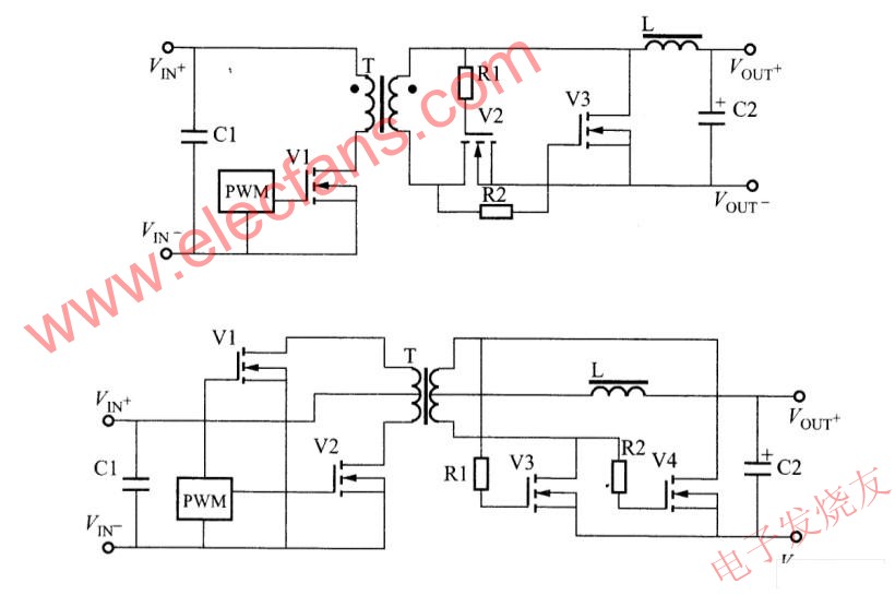 反激、正激、推挽電路的自偏置同步整流電路 www.asorrir.com