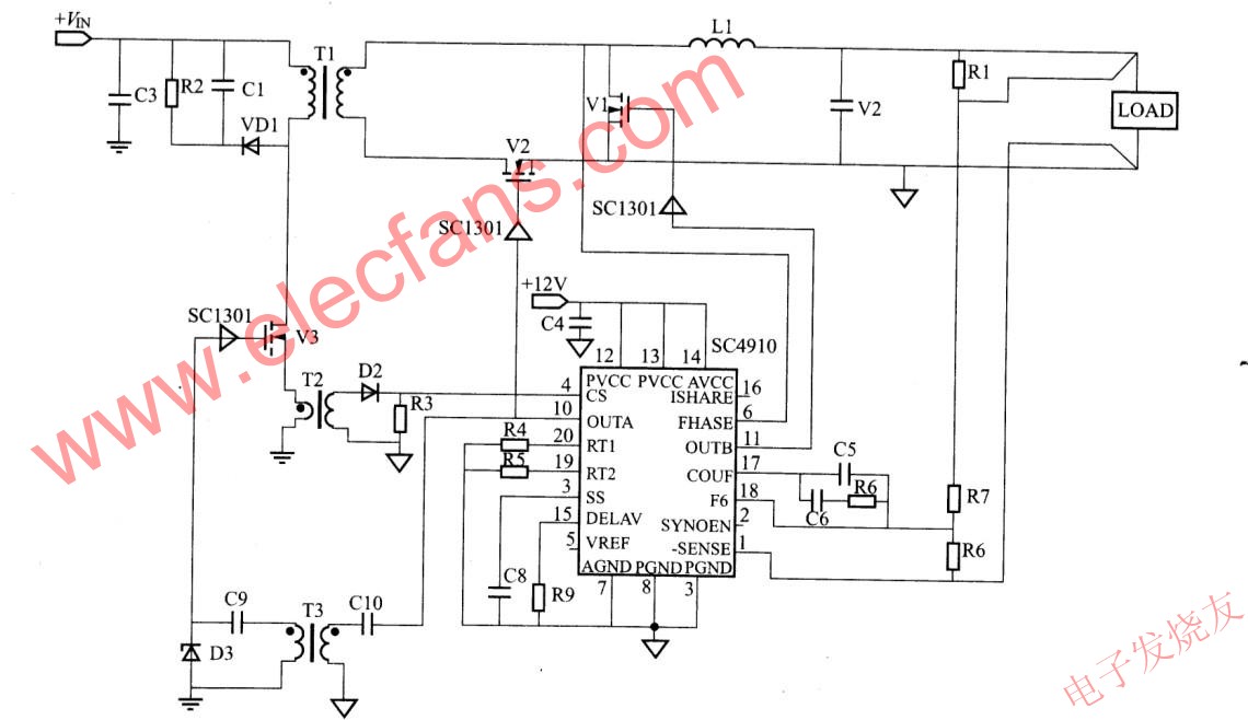 SC4910控制二次側同步整流電路 www.asorrir.com