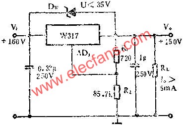 用W317提高輸出電壓應用線路圖  www.asorrir.com