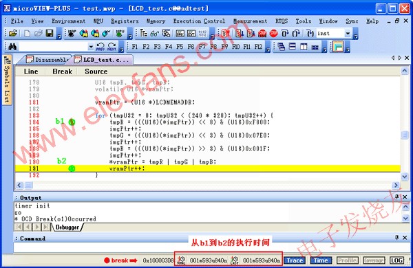 設置斷點，以進行兩條語句間的運行時間的測量 www.asorrir.com