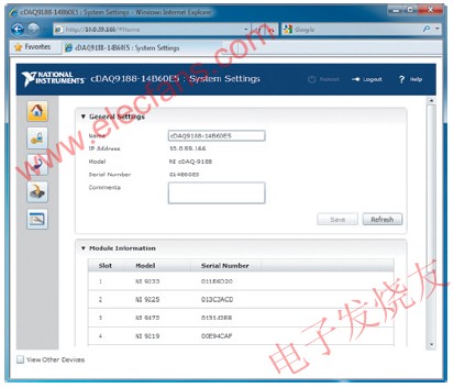使用NI cDAQ-9188內置的基于網頁的監控配置工具對其進行管理 www.asorrir.com