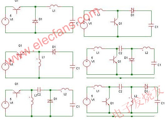 依次為buck,boost,buck-boost,cuk,zeta,sepic變換器 www.asorrir.com