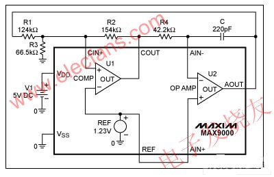 用MAX9000實(shí)現(xiàn)三角波發(fā)生器 www.asorrir.com