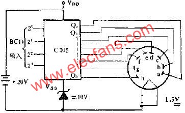 C305用一組電源驅動20V熒光數碼管線路圖  www.asorrir.com