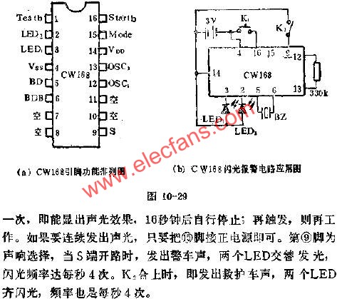 CW168閃光報警的應用電路圖  www.asorrir.com