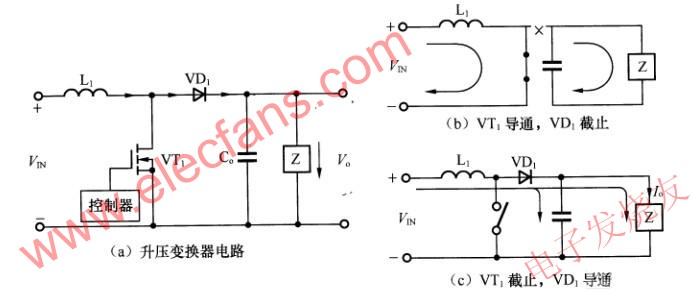 電感升壓變換器基本電路及其工作原理圖 www.asorrir.com