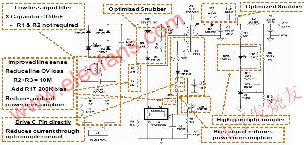 用Power Integrations的TOPSwitch-HX優化過的開關電源 www.asorrir.com