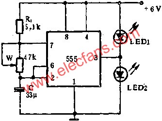 555電路組成閃光燈電路圖  www.asorrir.com
