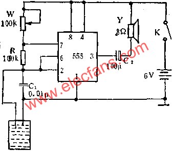 555電路組成液位控制器電路圖  www.asorrir.com