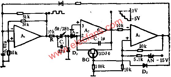 運算放大器組成階梯波發生器電路圖  www.asorrir.com
