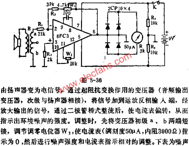 8FC3運放組成的環(huán)境噪聲檢測器電路圖  www.asorrir.com