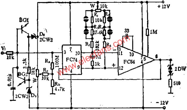 FC74與FC54運放組成的電壓跟隨器電路圖  www.asorrir.com