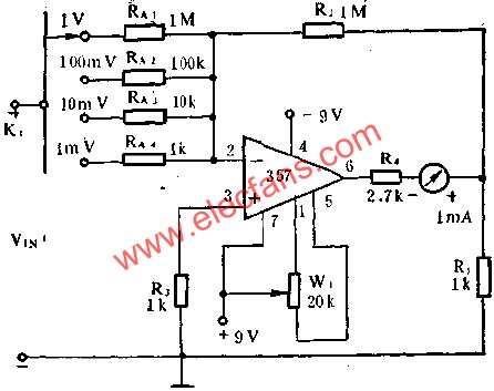DC毫伏表電路圖  www.asorrir.com