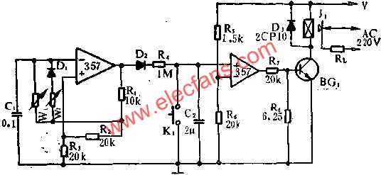 SF357運(yùn)放組成的定時(shí)器電路圖  www.asorrir.com