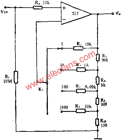增益可調的輸入放大器電路圖  www.asorrir.com