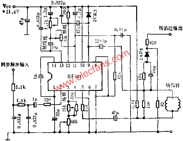 SF581場掃描電路的應用電路圖  www.asorrir.com