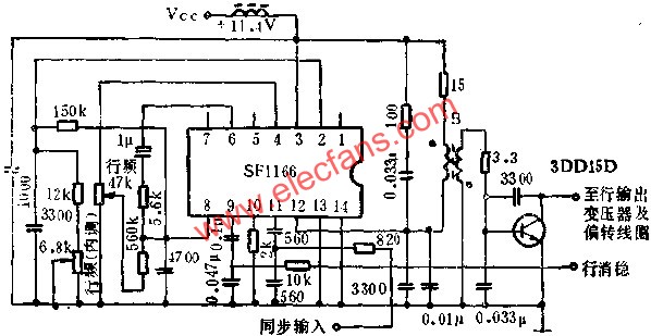 SF1166行掃描電路的應用電路圖  www.asorrir.com