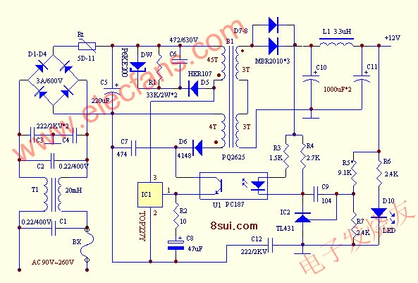TOP系列電源制作原理圖 www.asorrir.com