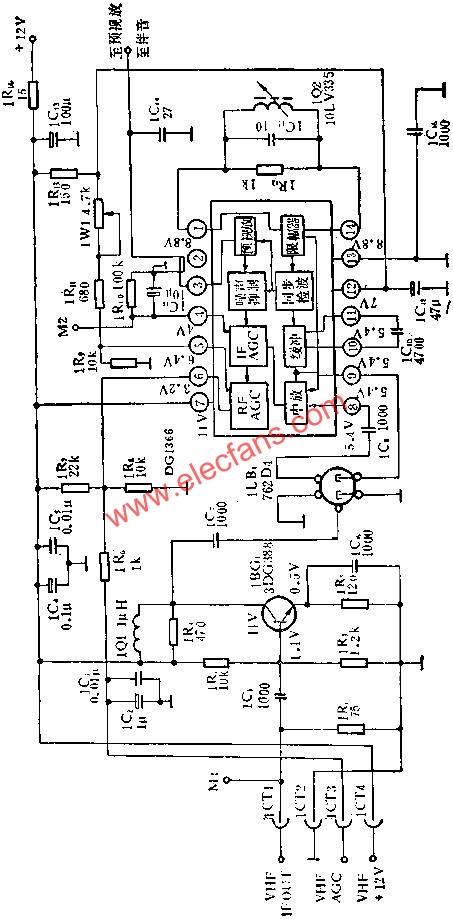 DC1366圖象中放集成電路的應(yīng)用電路圖  www.asorrir.com