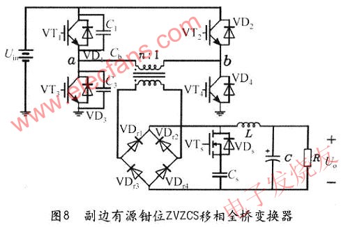 副邊有源鉗位實現(xiàn)滯后臂ZCS的拓撲 www.asorrir.com