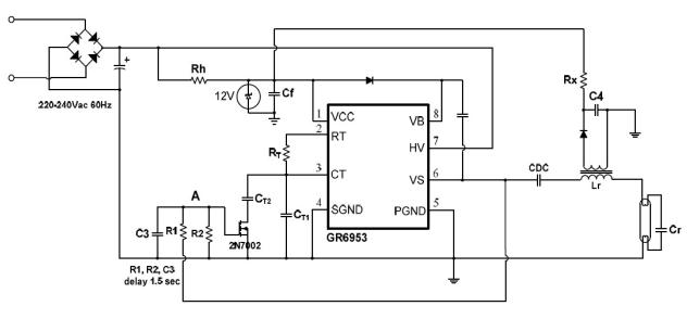 用綠達GR6953驅動23W CFL Lamp節能燈電路圖 www.asorrir.com