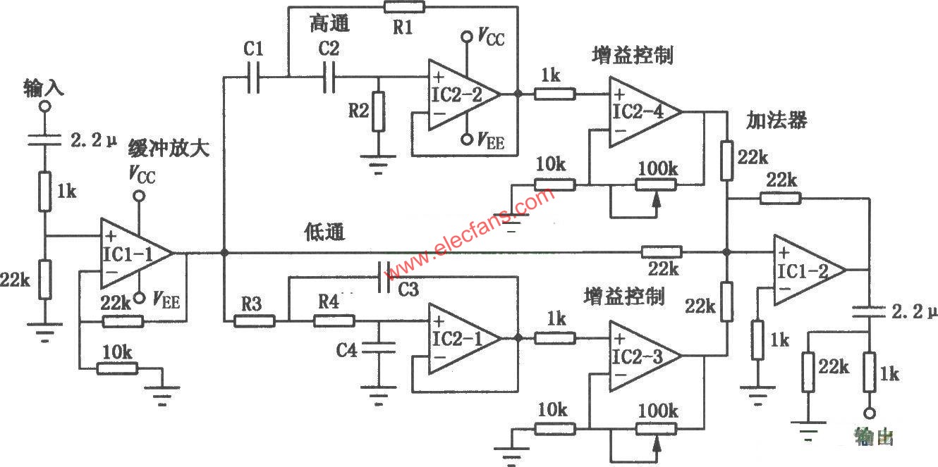 運放型BBE處理器電路圖  www.asorrir.com