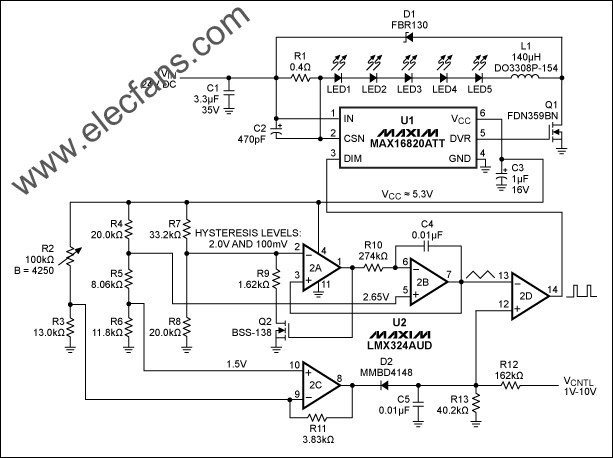 PWM直流電壓控制的高亮度LED調(diào)光 www.asorrir.com