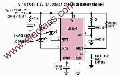 帶過流保護功能的LTC4052脈沖充電器 www.asorrir.com