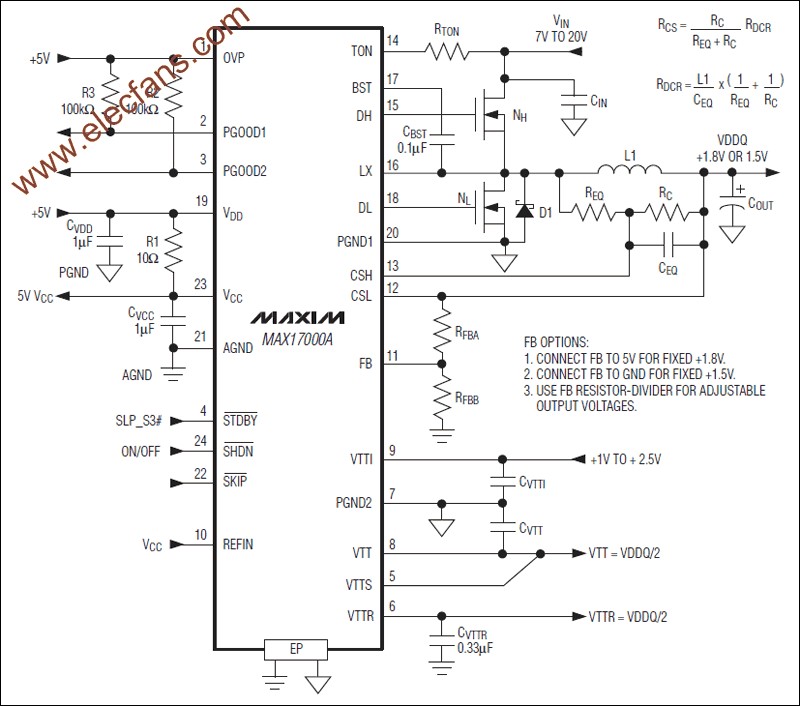 MAX17000A完備的DDR2和DDR3存儲(chǔ)器電源管理 www.asorrir.com