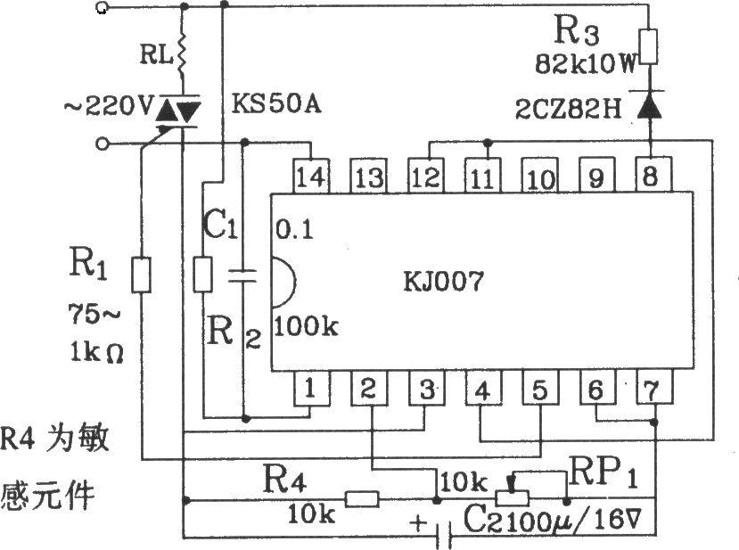可控硅過零觸發器KJ007零電流觸發電路圖  www.asorrir.com