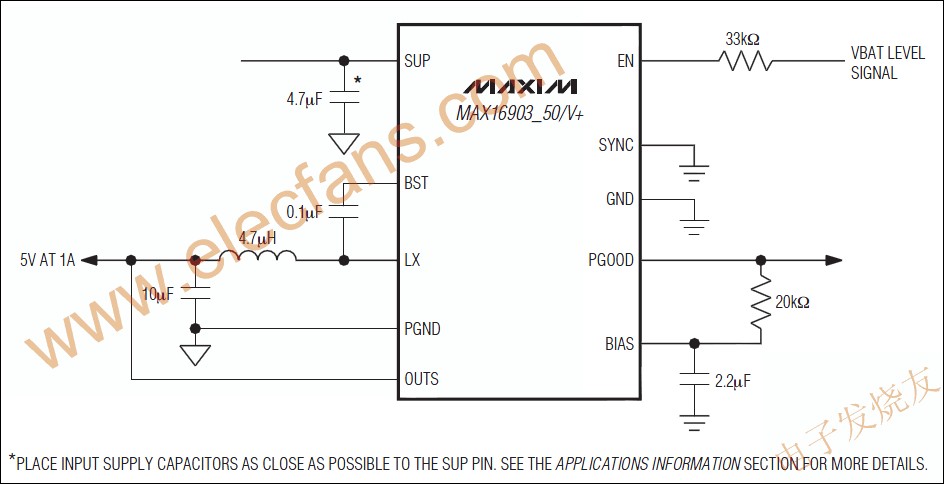 小尺寸、同步整流buck轉(zhuǎn)換器MAX16903 www.asorrir.com