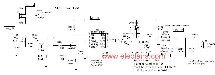 TPS40190DRC應(yīng)用電路 www.asorrir.com
